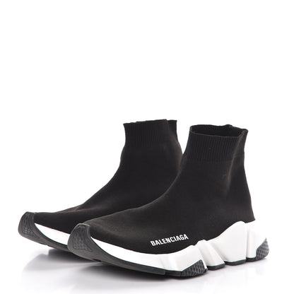 Balenciaga Neoprene Knit Womens Speed Sneakers 38 Black White 3 of 11