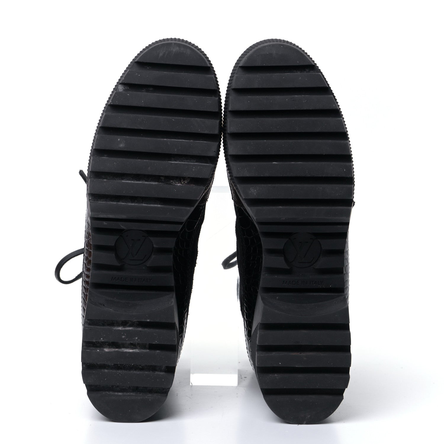 Louis Vuitton Suede Calfskin Crocodile Embossed Patent Monogram Laureate Platform Desert Boots 40 Black 13 of 18
