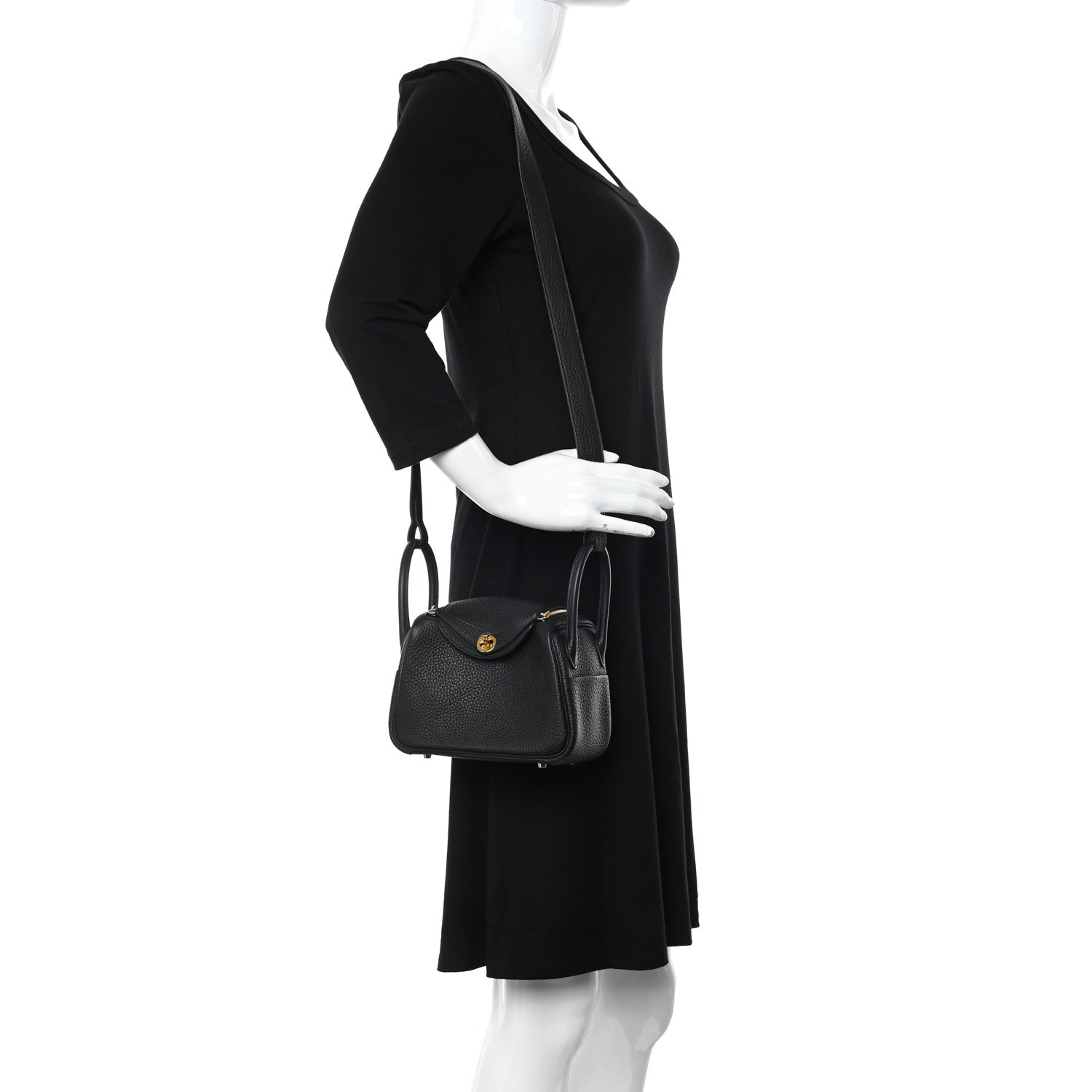 Hermes Taurillon Clemence Mini Lindy 20 Black 3 of 10
