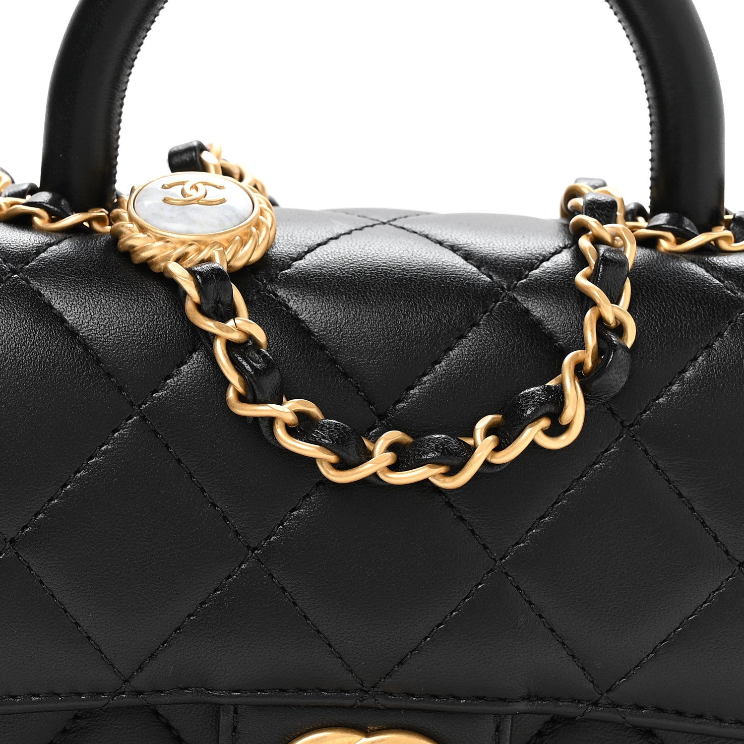 Chanel Lambskin Quilted Bijoux Chain Mini Top Handle Flap Black 8 of 10