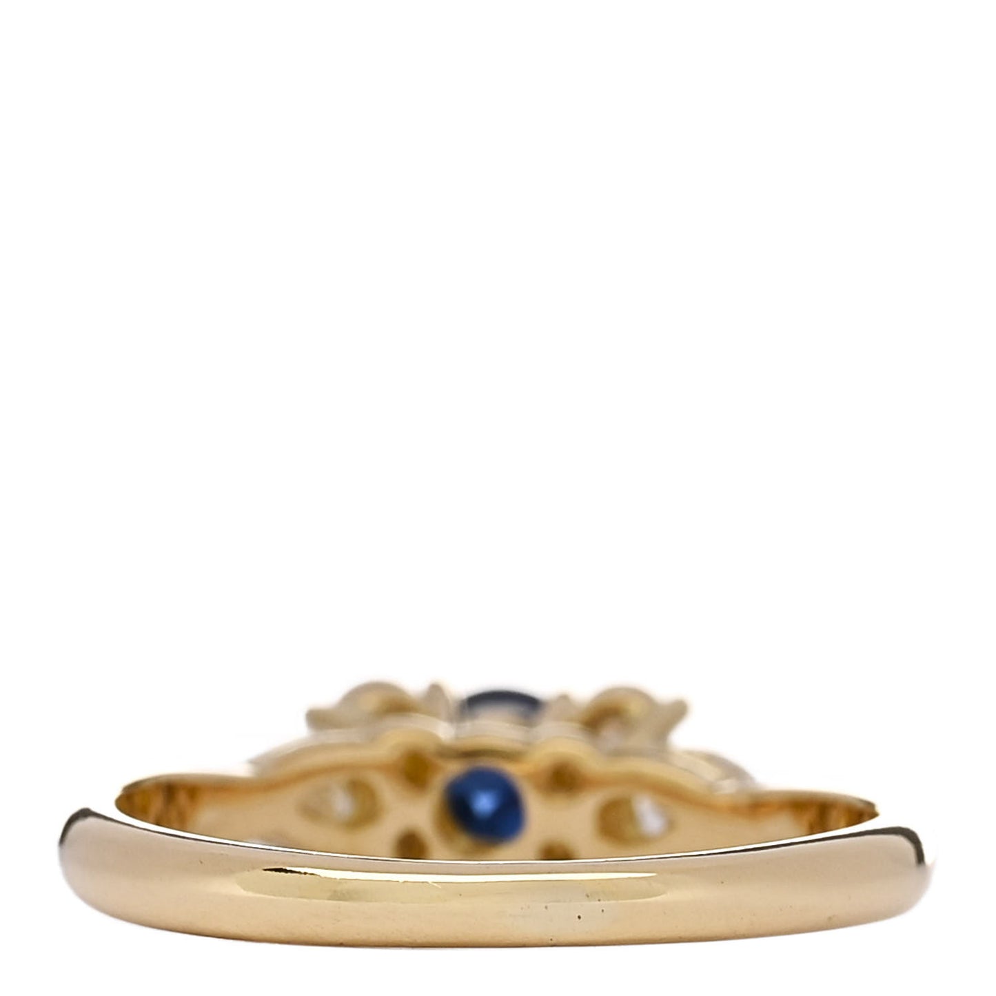 18K Yellow Gold Diamond Blue Sapphire Victoria Ring 48 4.5