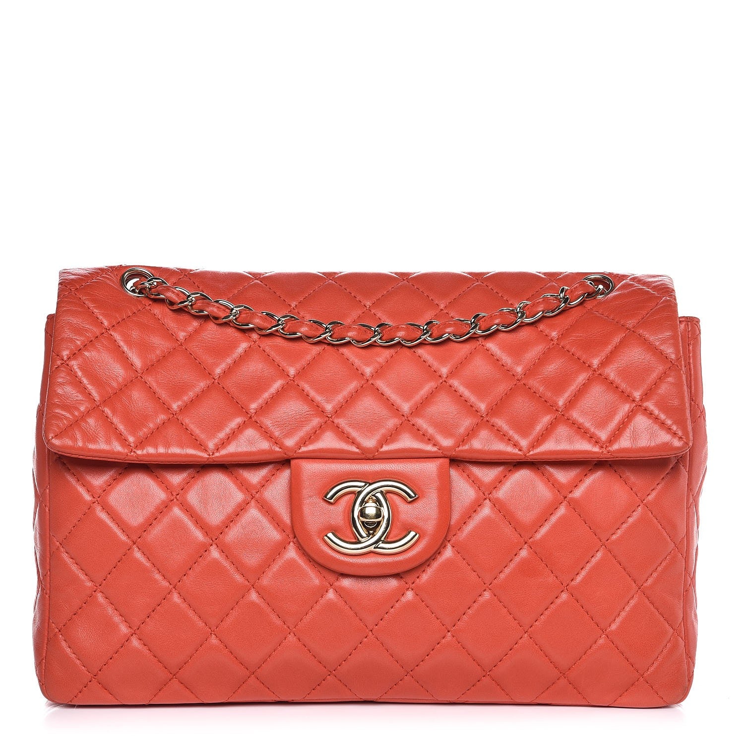 Chanel Lambskin Quilted XL Maxi Single Flap Red 1 of 13