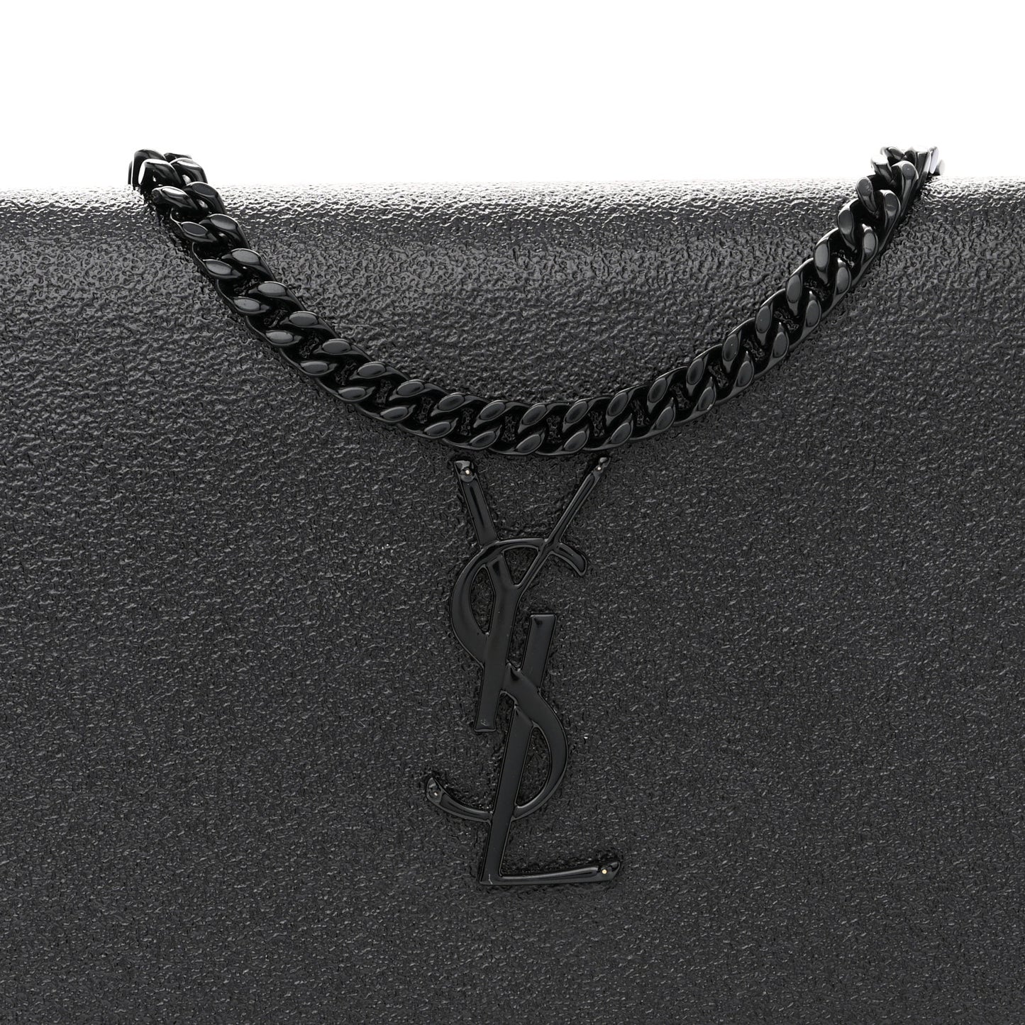 Grained Metallic Calfskin Monogram Chain Wallet Black