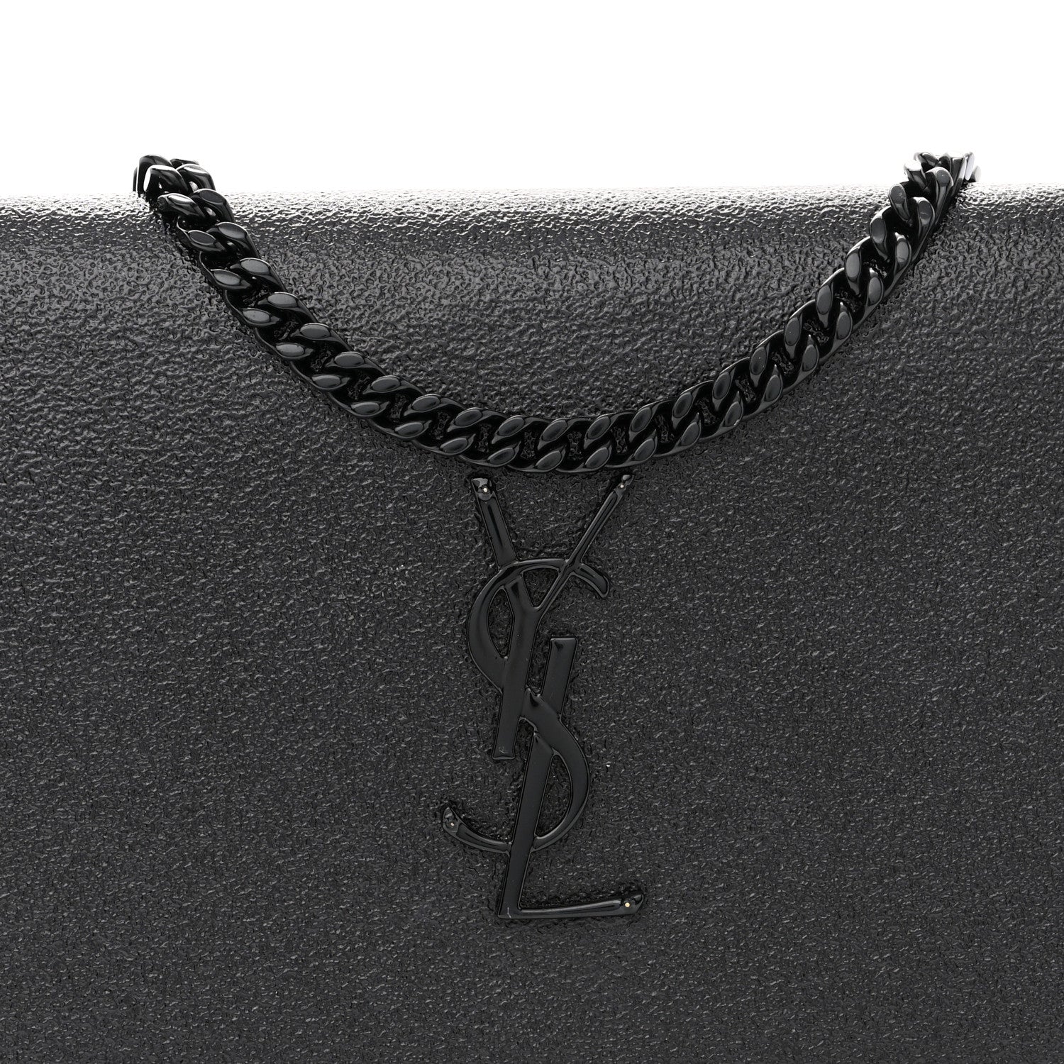 Saint Laurent Grained Metallic Calfskin Monogram Chain Wallet Black 8 of 11