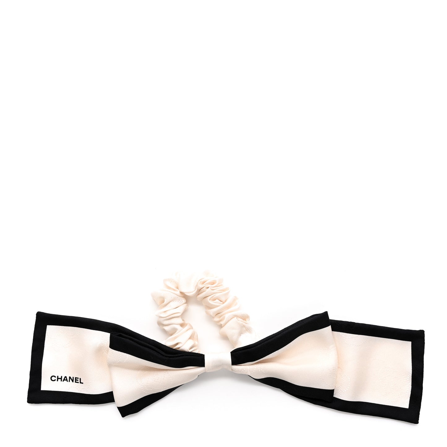 Silk Twill Hair Tie Ivory Black