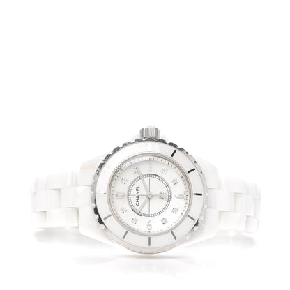 Chanel Stainless Steel Ceramic Diamond 33mm J12 Quartz Watch White 2 of 6