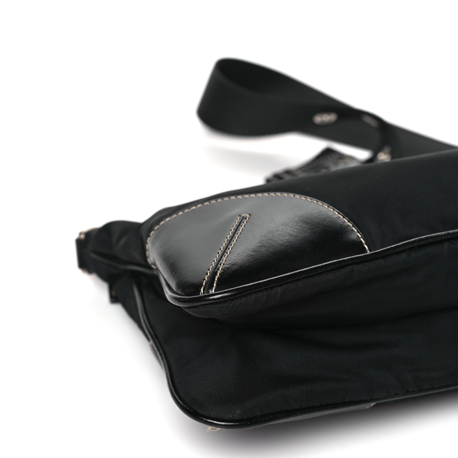 Prada Tessuto Light Nylon Soft Calf Shoulder Bag Black 7 of 9