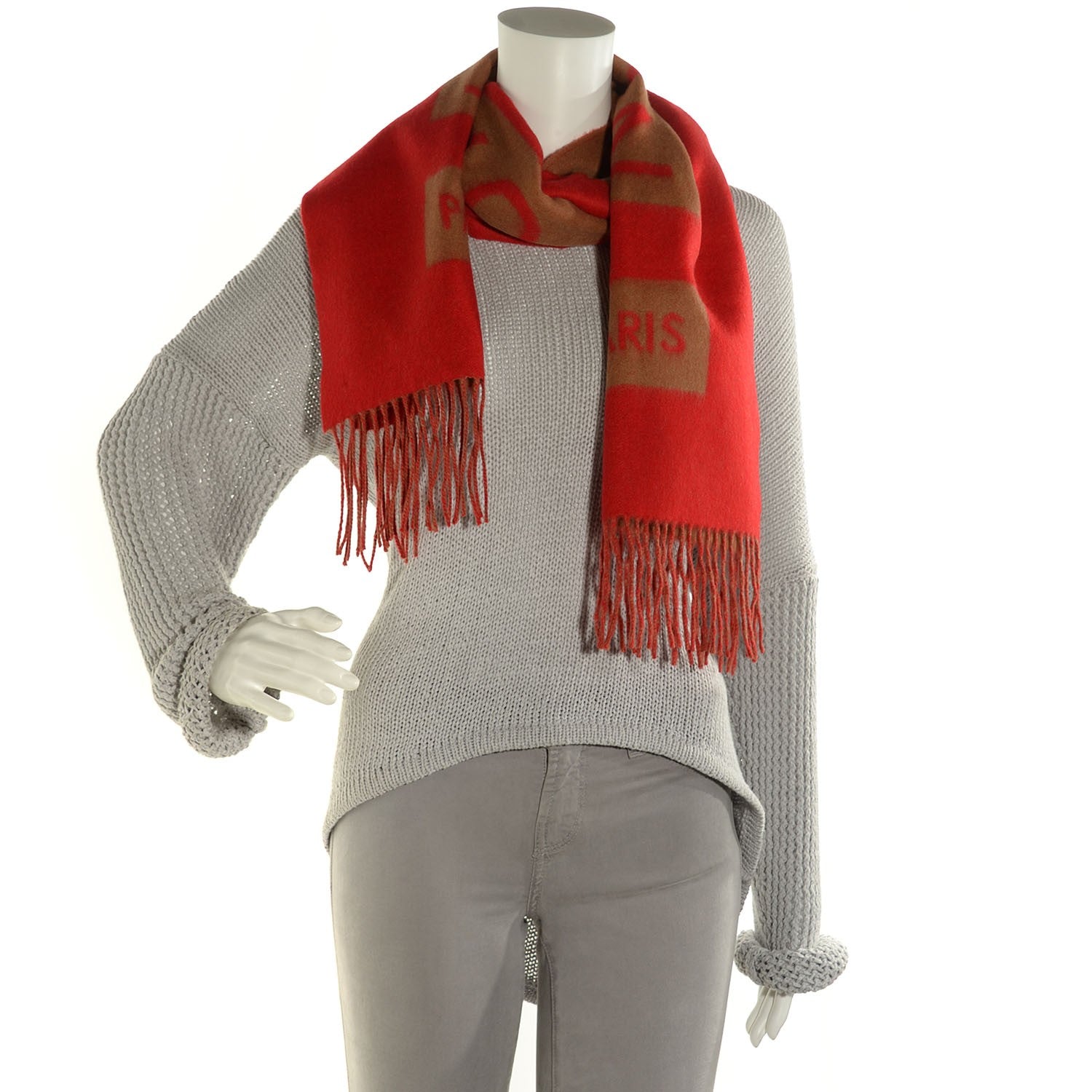 Louis Vuitton Cashmere Baroda Muffler Scarf Rouge Camel 2 of 4