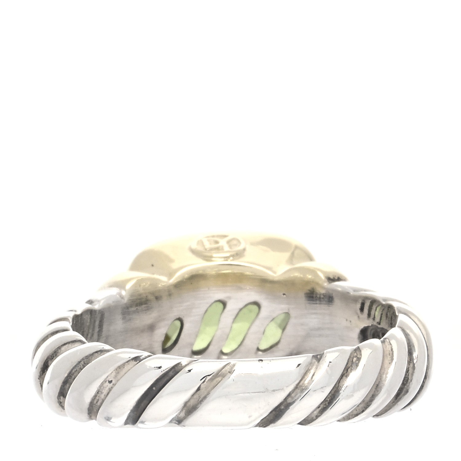 David Yurman Sterling Silver 14K Yellow Gold Peridot 10mm Noblesse Ring 56 7.5 3 of 5