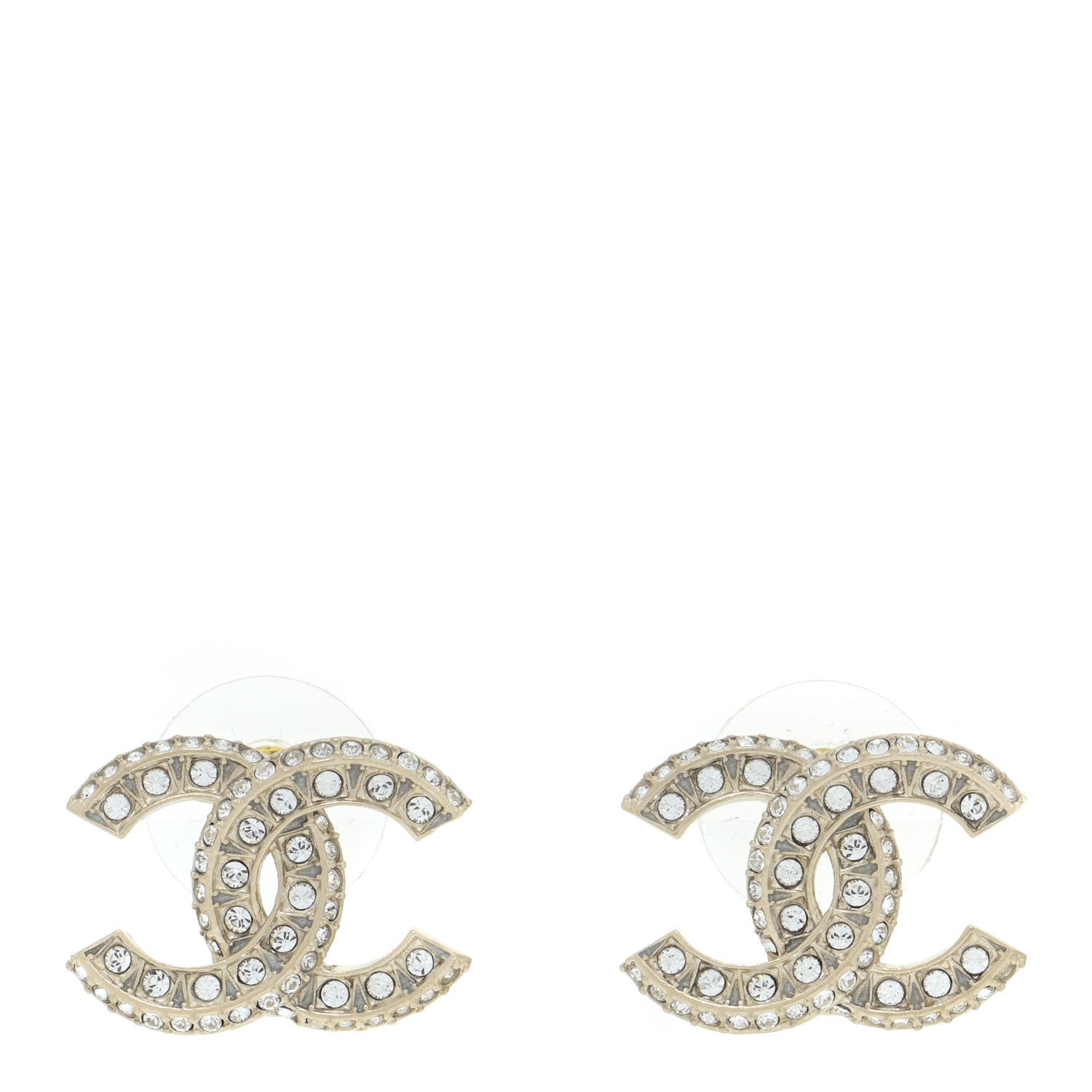 Chanel Crystal Timeless CC Earrings Light Gold 1 of 5
