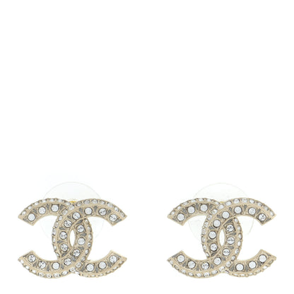 Chanel Crystal Timeless CC Earrings Light Gold 1 of 5