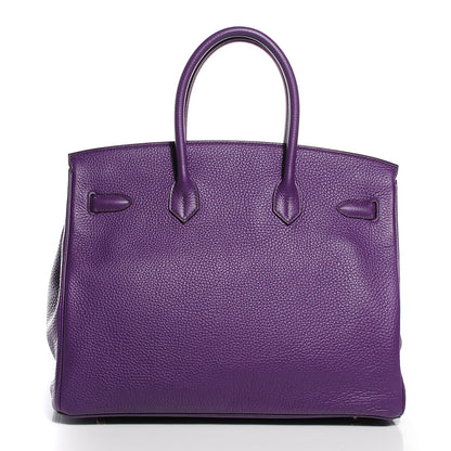 Hermes Taurillon Clemence Birkin 35 Ultraviolet 10 of 32