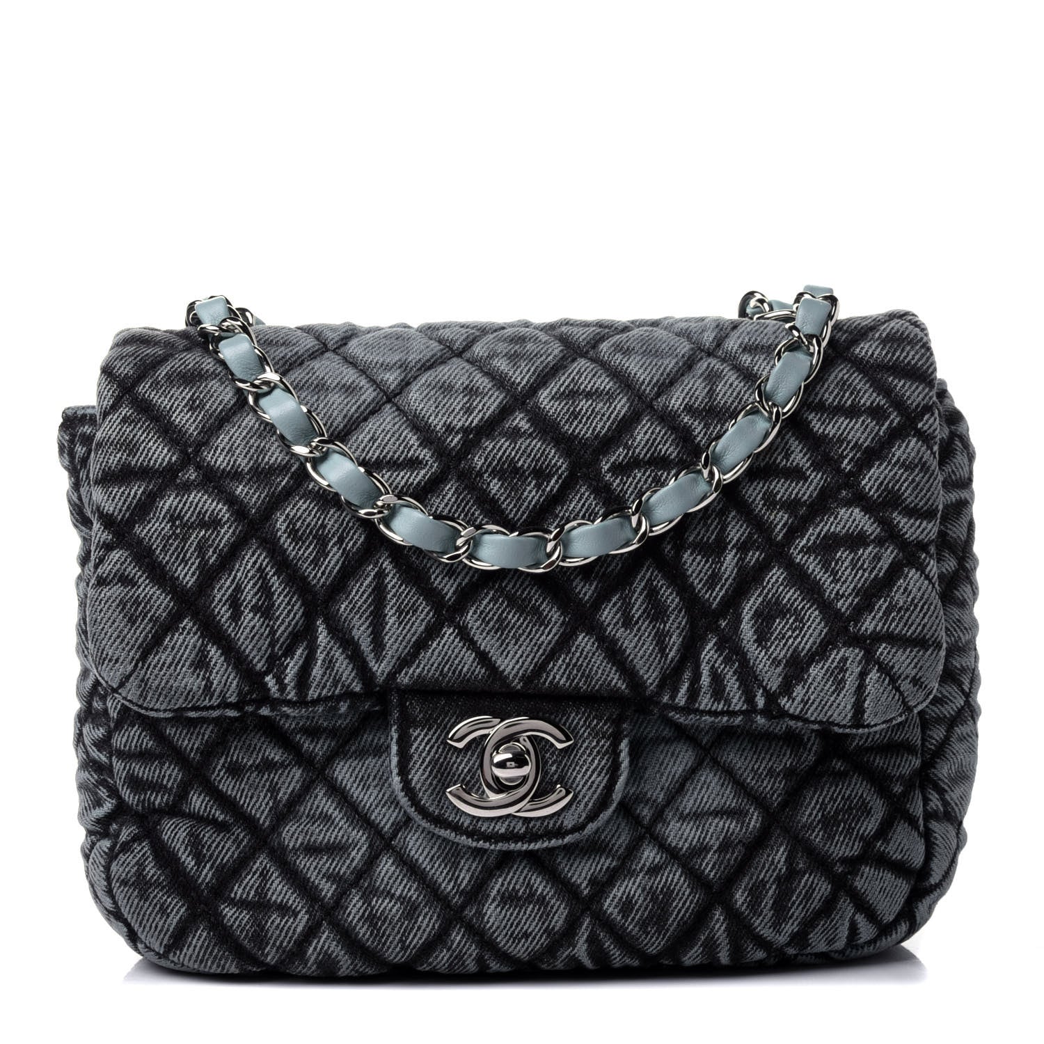 Chanel Washed Denim Quilted Small Denimpression Flap Blue Black 1 of 5