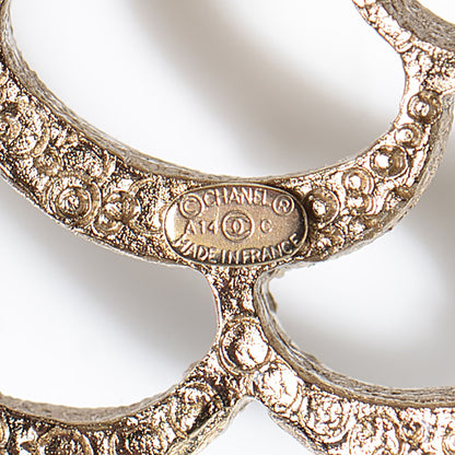 Chanel Pearl Crystal CC Camellia Brooch Light Gold 4 of 5