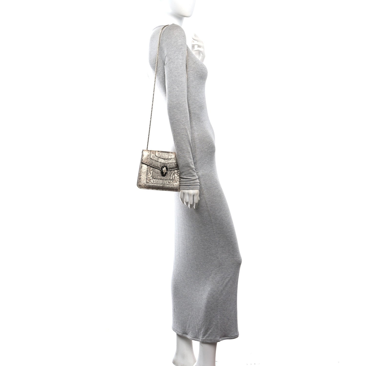 Bulgari Metallic Karung Serpenti Forever Crossbody Beige 2 of 12