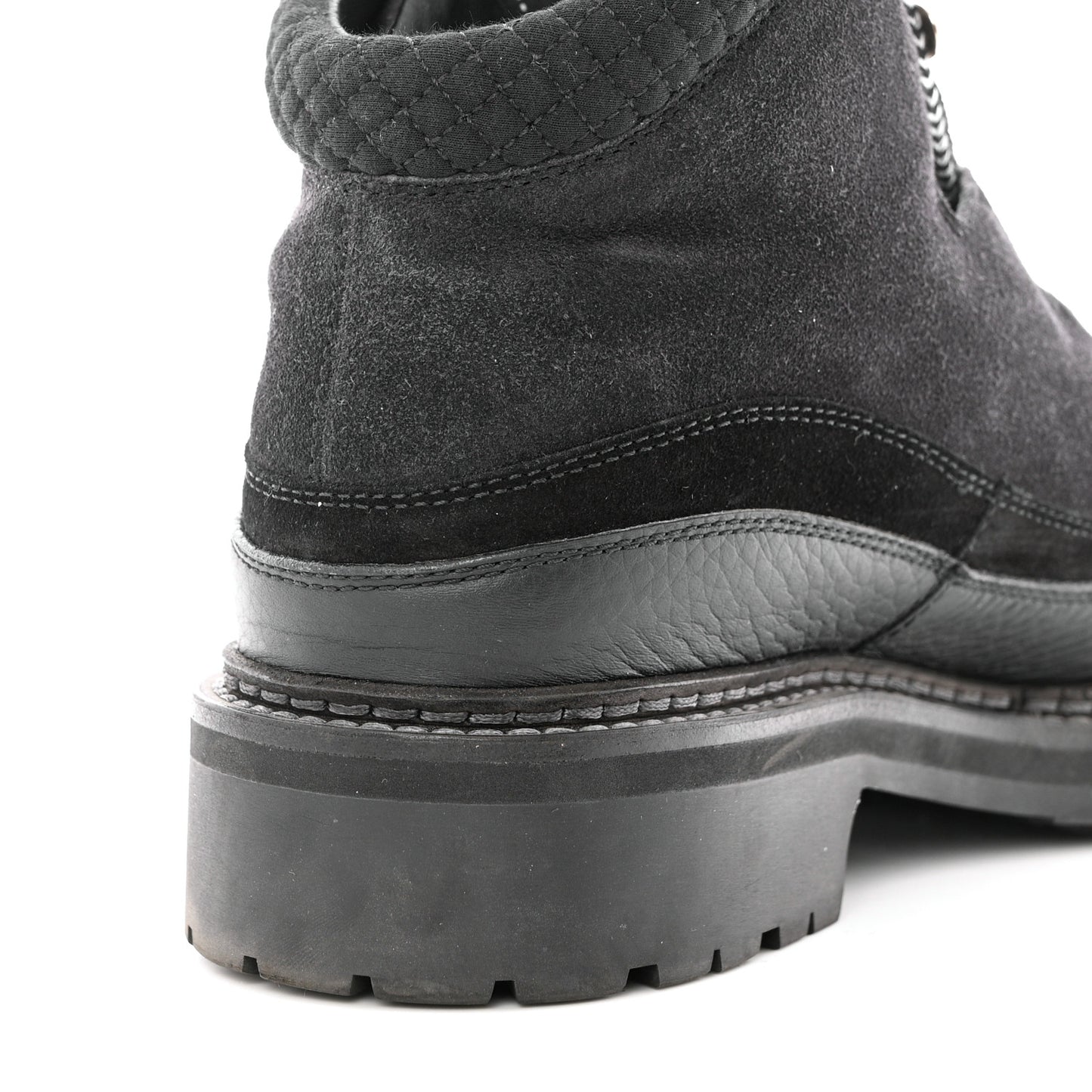 Suede Grained Calfskin CC Lace Up Boots 41 Black