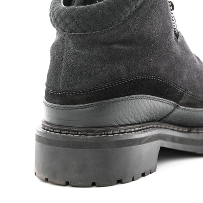 Chanel Suede Grained Calfskin CC Lace Up Boots 41 Black 11 of 12