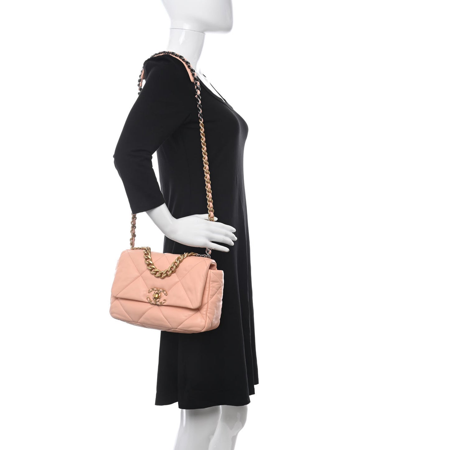 Lambskin Quilted Medium Chanel 19 Flap Light Orange