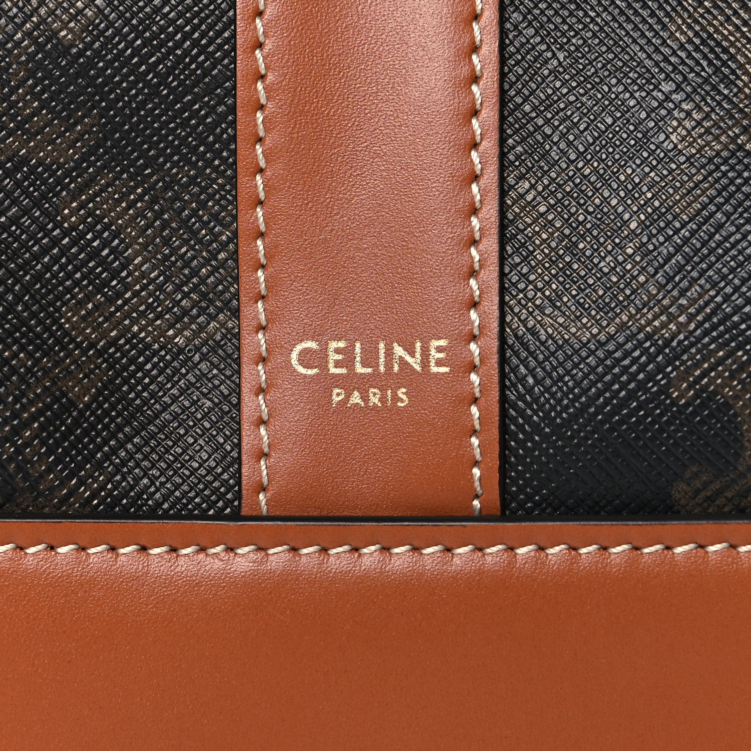 Celine Triomphe Canvas Calfskin Medium Bucket Bag Tan 6 of 10