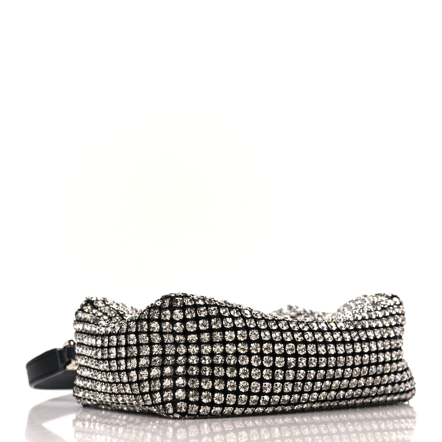 Mesh Crystal Rhinestone Mini Heiress Pouch Black Silver