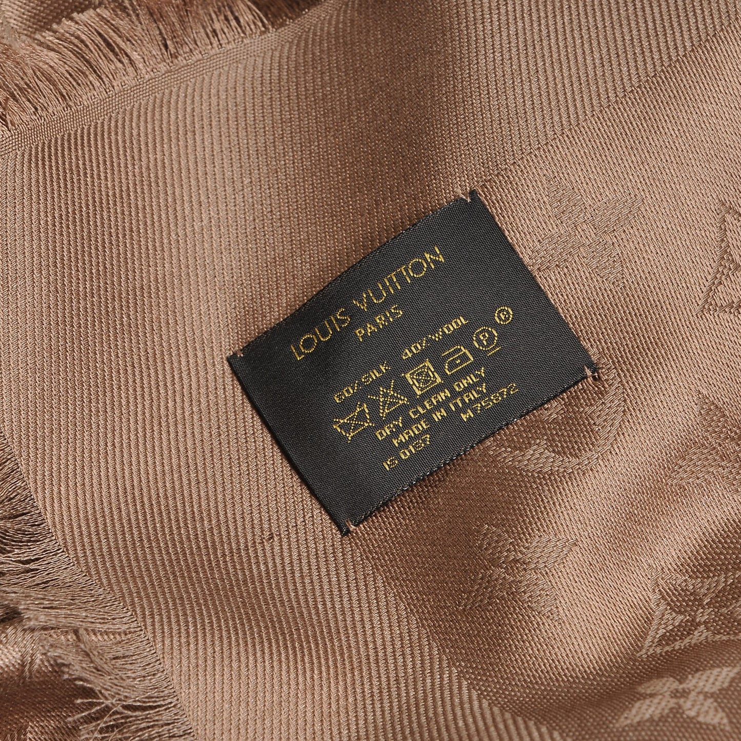 Silk Wool Monogram Shawl Dune