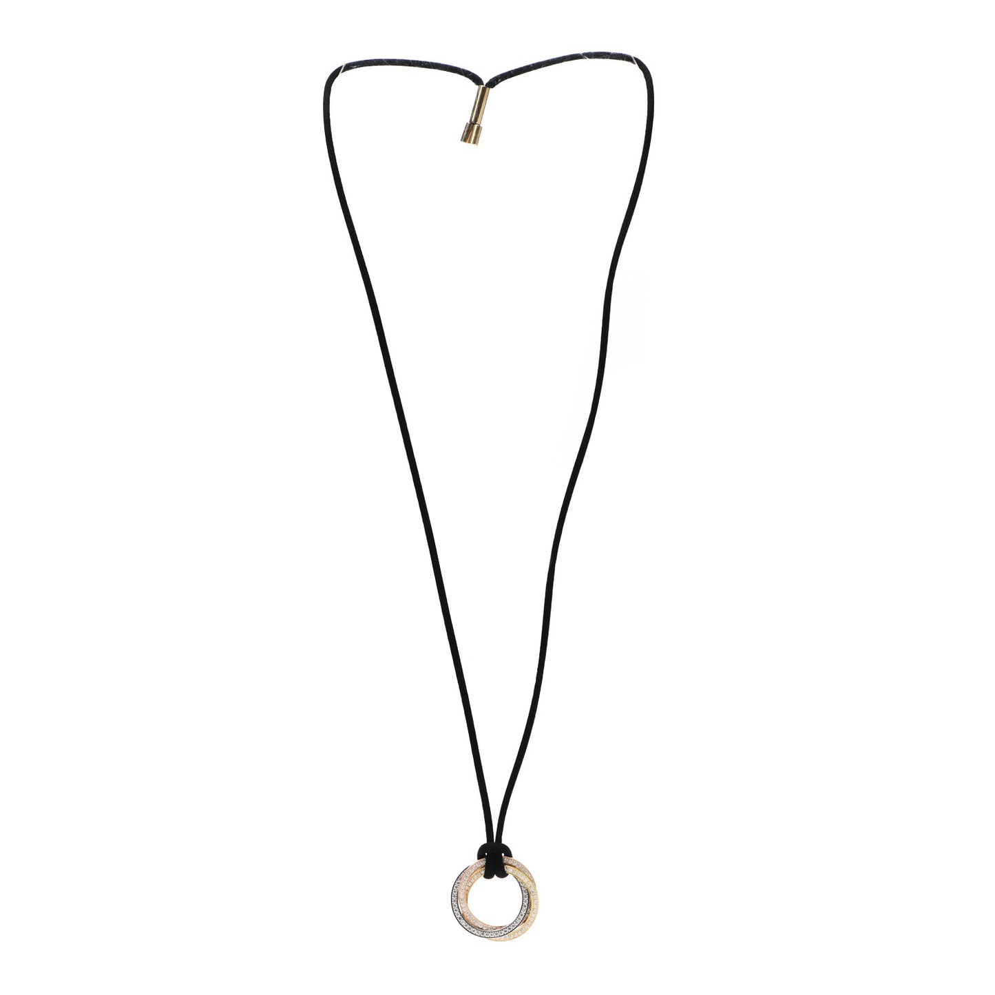 18K Pink Yellow White Gold Diamond Trinity Paved Cord Necklace