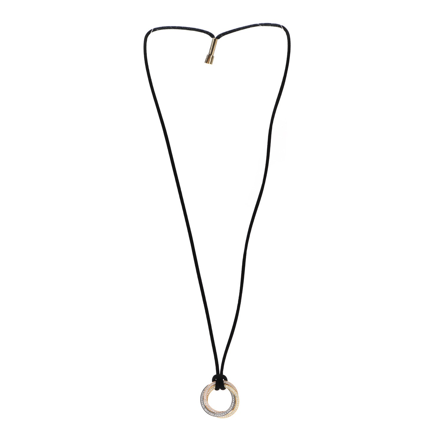 Cartier 18K Pink Yellow White Gold Diamond Trinity Paved Cord Necklace 3 of 5