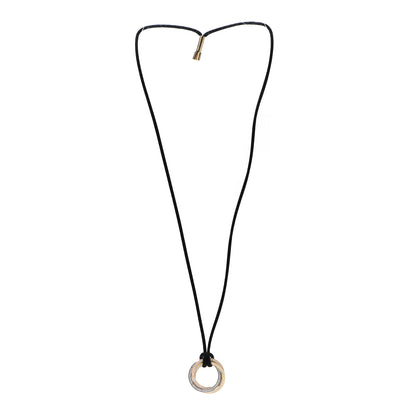 Cartier 18K Pink Yellow White Gold Diamond Trinity Paved Cord Necklace 3 of 5