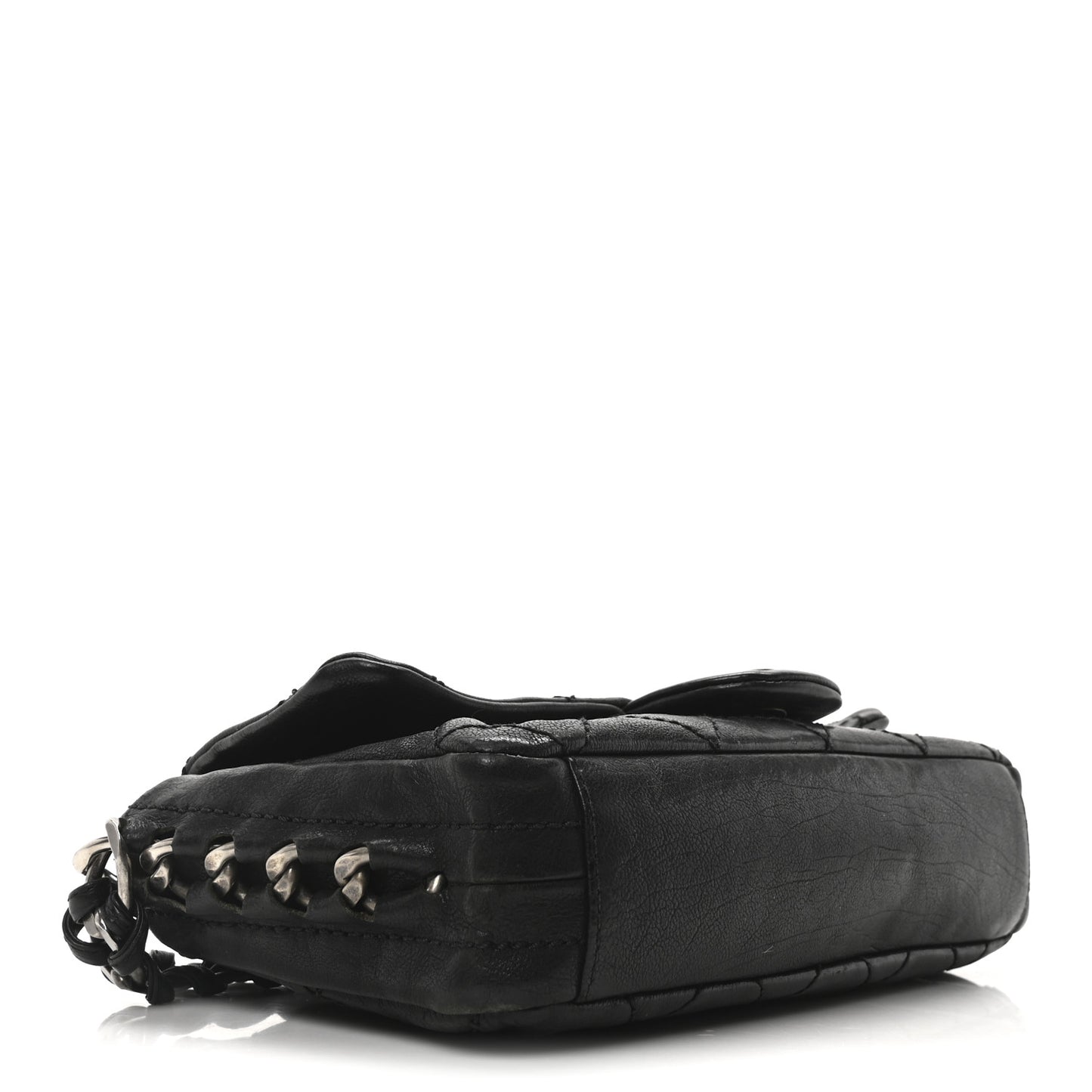 Calfskin Quilted Medium Modern Chain Flap Black