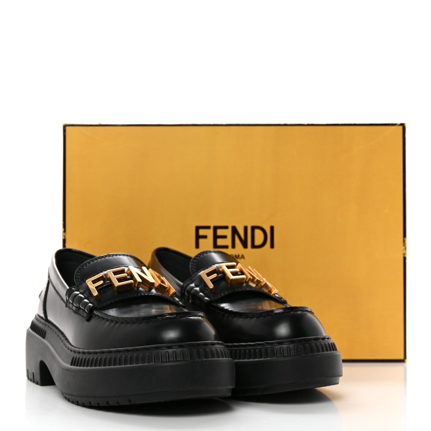 Vitello Abrasivato Fendigraphy 50mm Loafers 37 Black
