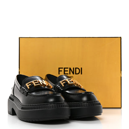 Fendi Vitello Abrasivato Fendigraphy 50mm Loafers 37 Black 10 of 10