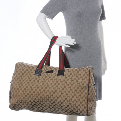 Gucci GG Monogram Web Large Collapsible Carry On Duffle Beige Brown 2 of 9