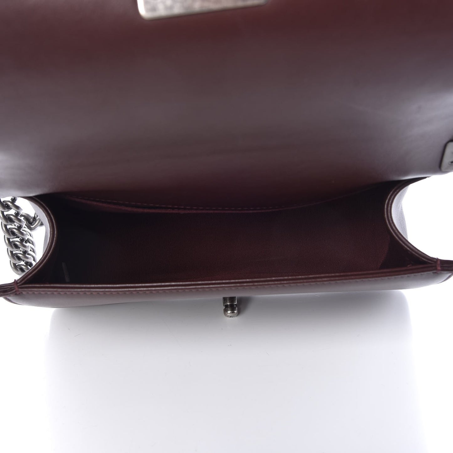 Calfskin Chevron Quilted Medium Boy Flap Burgundy