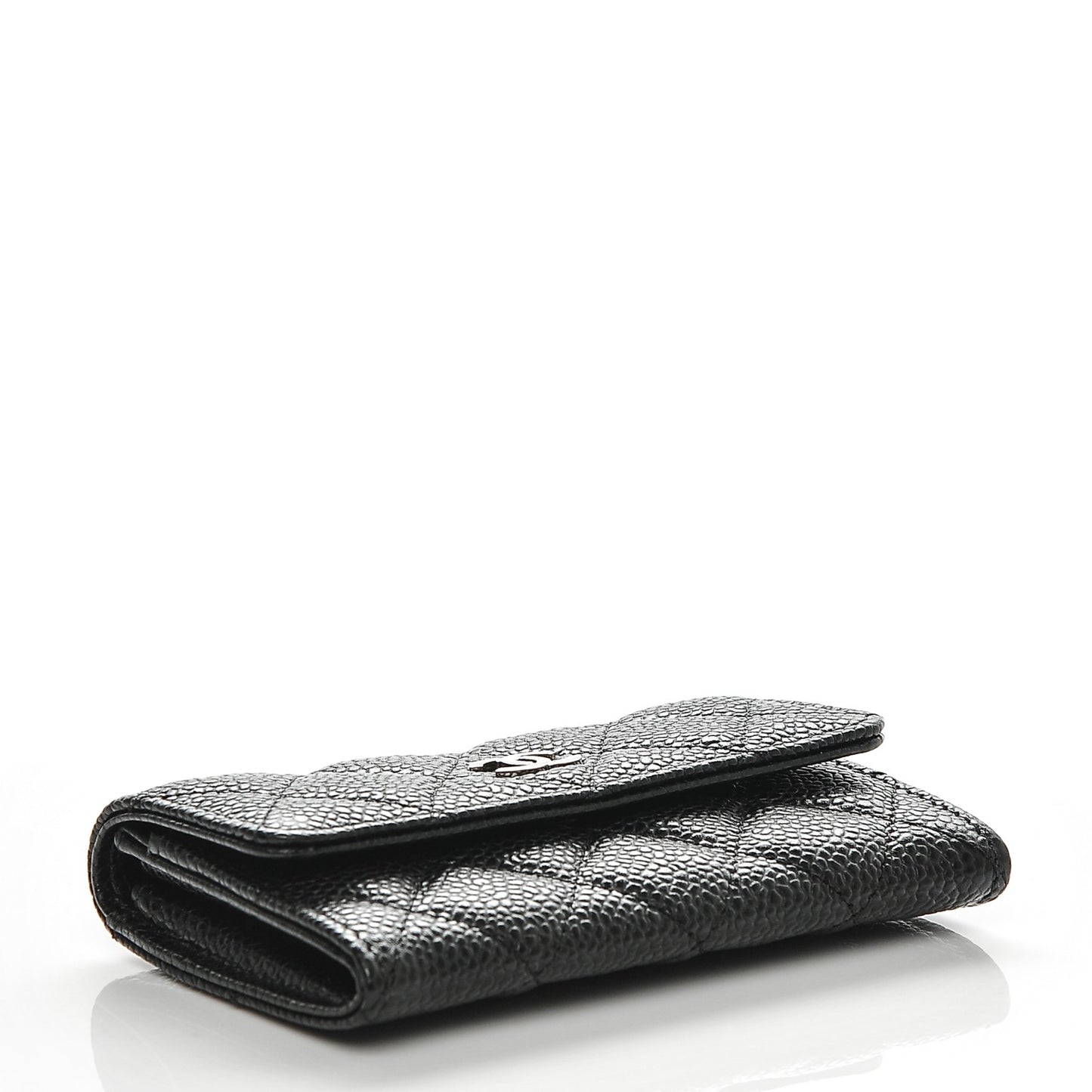 Caviar Quilted Flap Card Holder Black