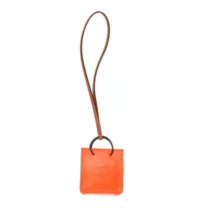 Hermes Milo Lambskin Swift Shopping Bag Charm Feu Gold 1 of 3