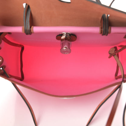 Hermes Military Toile Vache Hunter Herbag Zip Retourne PM 31 Bubblegum 6 of 14