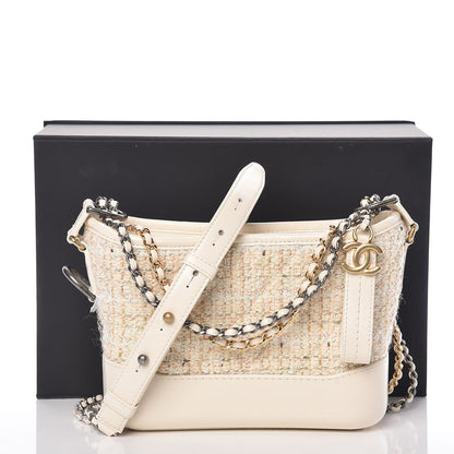Chanel Tweed Calfskin Quilted Small Gabrielle Hobo Beige Ivory 10 of 10