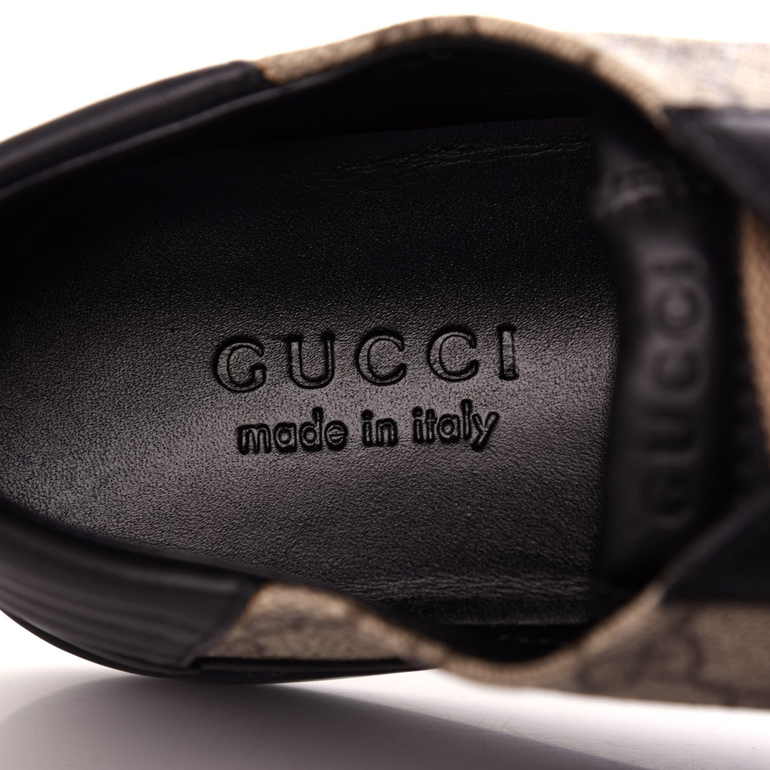 Gucci GG Supreme Monogram Mens Low Top Sneakers 9.5 Black Beige Ebony 8 of 11