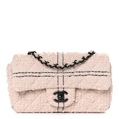 Chanel Tweed Quilted Mini Rectangular Flap Light Pink Black 1 of 9