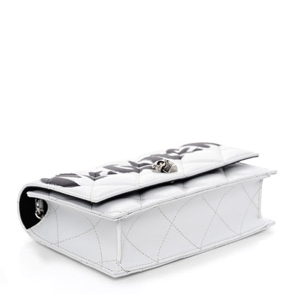 Alexander McQueen Calfskin Quilted Graffiti Skull Small Chain Crossbody Bag White 4 of 11