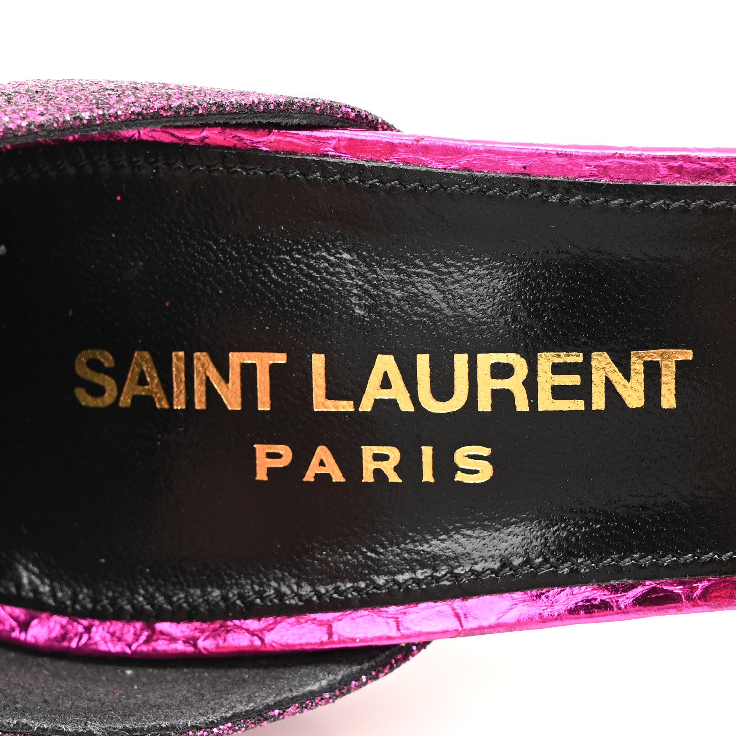 Saint Laurent Metallic Sparkle Fabric Sandal 36 Fuchsia 8 of 8
