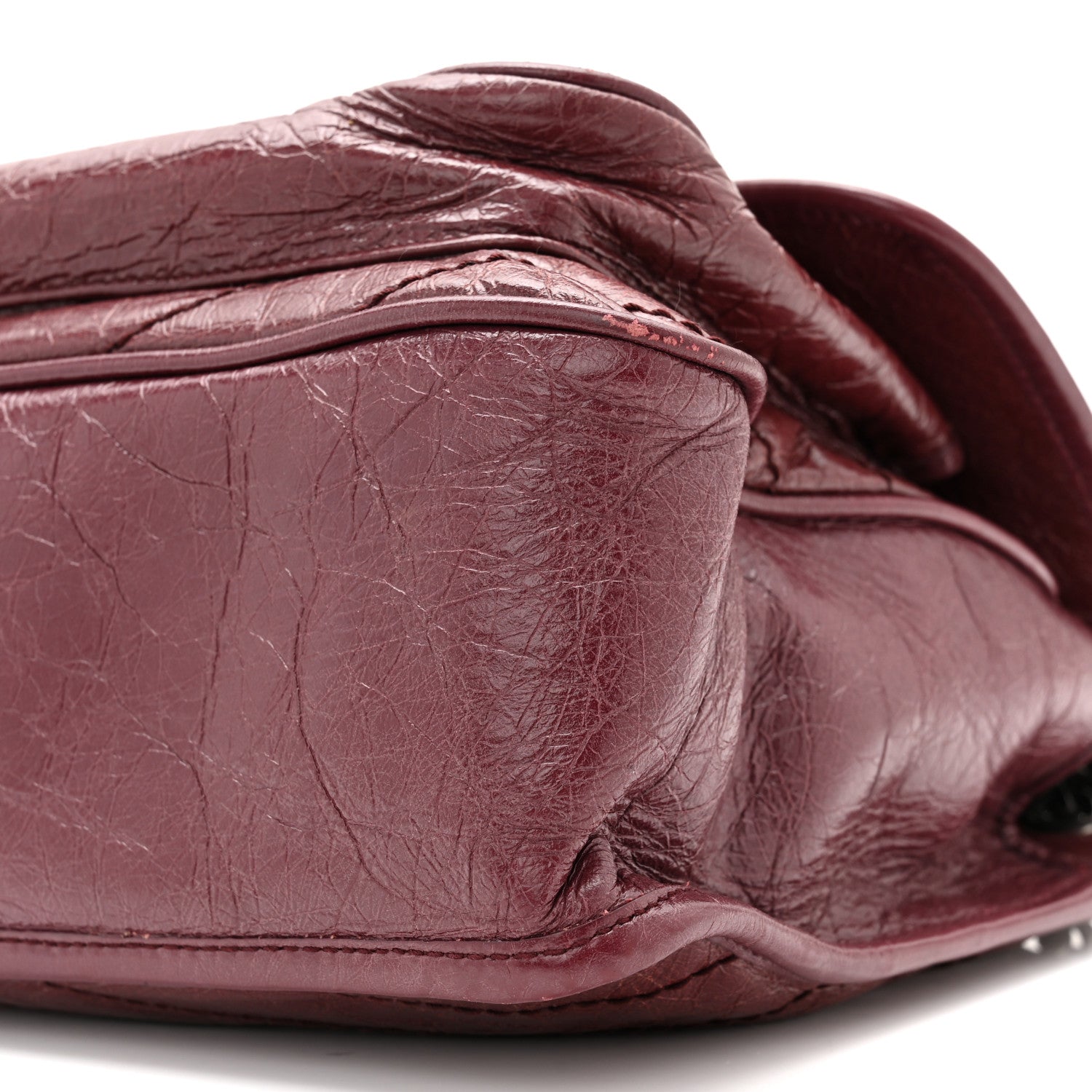 Saint Laurent Crinkled Calfskin Matelasse Monogram Medium Niki Chain Satchel Burgundy 10 of 11