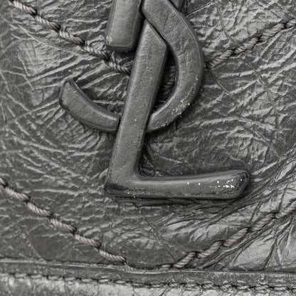 Saint Laurent Crinkled Calfskin Matelasse Monogram Baby Niki Chain Satchel Storm 12 of 15