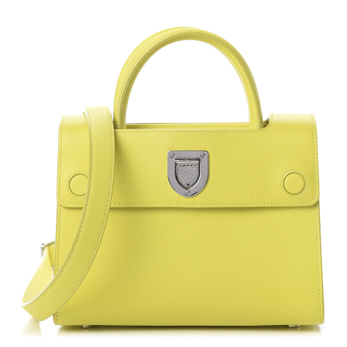 Grained Calfskin Mini Diorever Flap Yellow