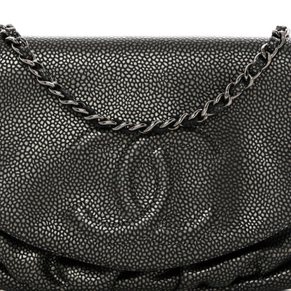 Chanel Metallic Caviar Half Moon Wallet On Chain WOC Dark Silver 9 of 11