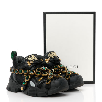 Gucci X SEGA Mesh Suede Calfskin Removable Crystals Womens Flashtrek Sneakers 37.5 Black Silver 8 of 8