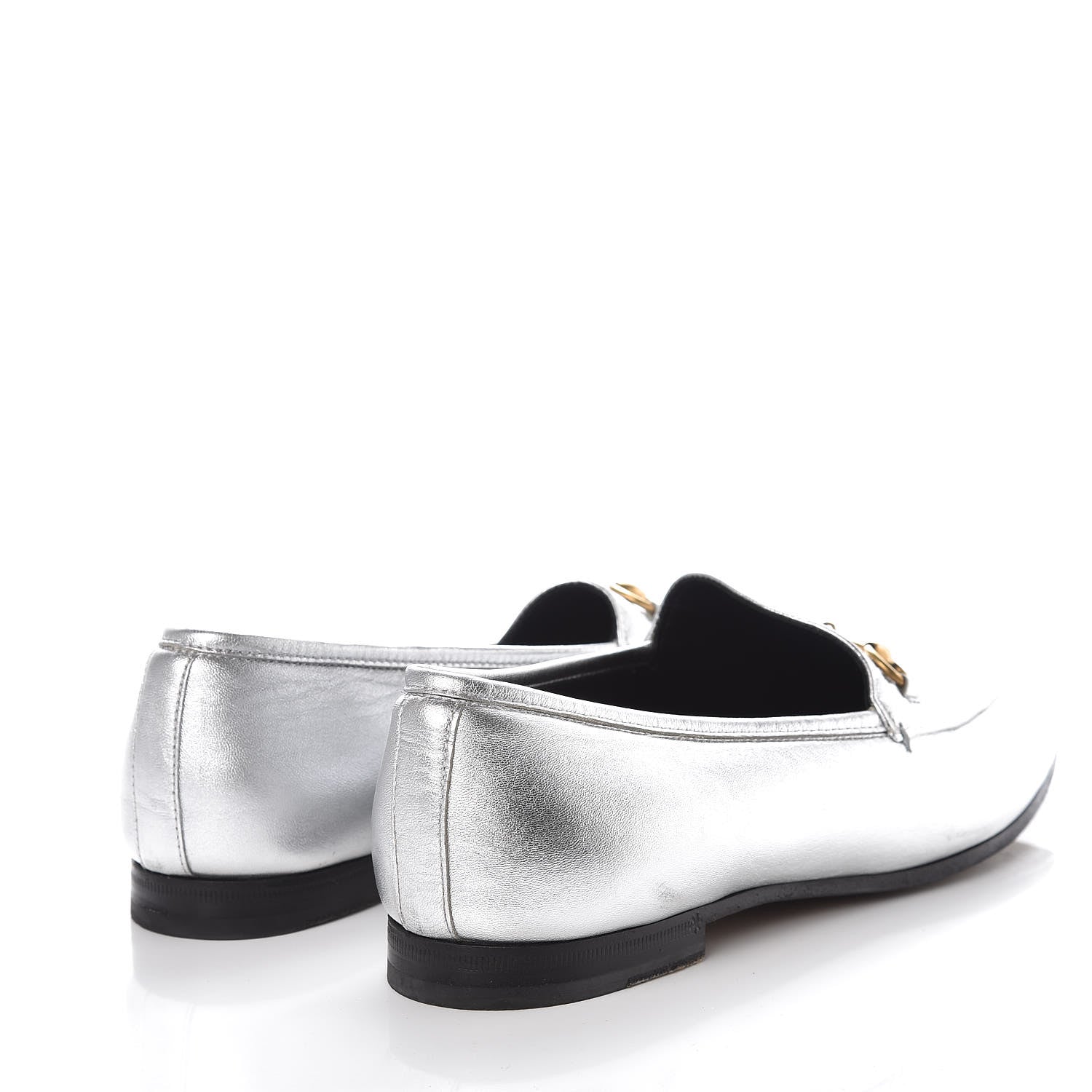 Gucci Metallic Nappa Womens Jordaan Loafers 40 Argento 4 of 13