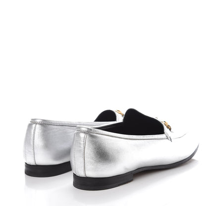 Gucci Metallic Nappa Womens Jordaan Loafers 40 Argento 4 of 13