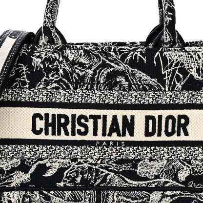 Christian Dior Canvas Embroidered Toile De Jouy Reverse Mini Book Tote With Strap Blue Multicolor 8 of 10
