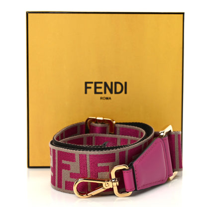 Fendi Ribbon Vitello Seta FF 1974 Pequin Reversible Adjustable Strap You Marrone Pink 4 of 4